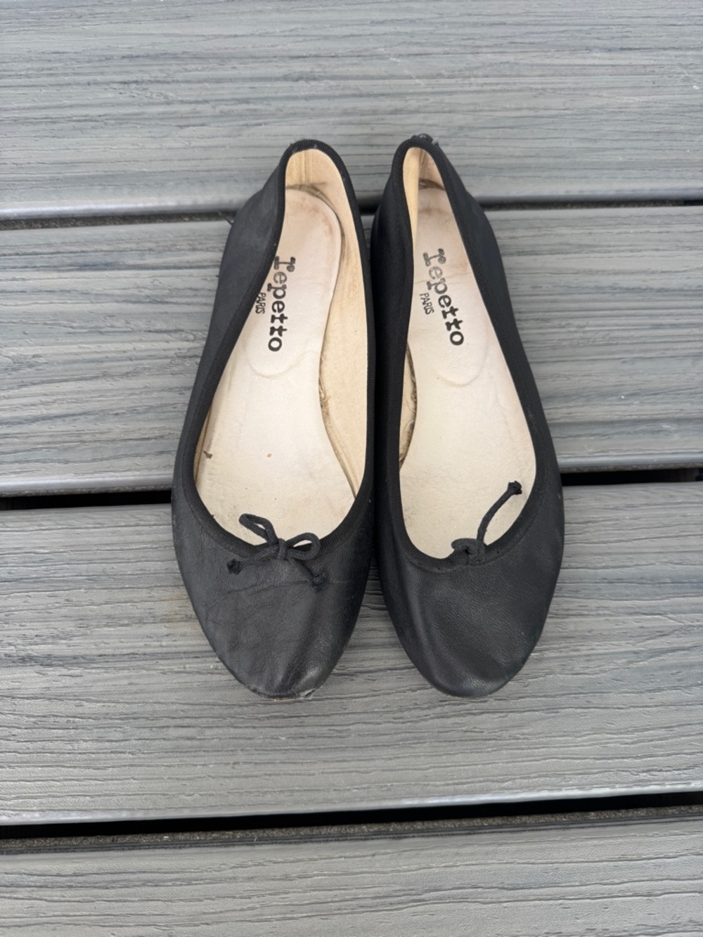 Repetto Black Leather Ballet Flats